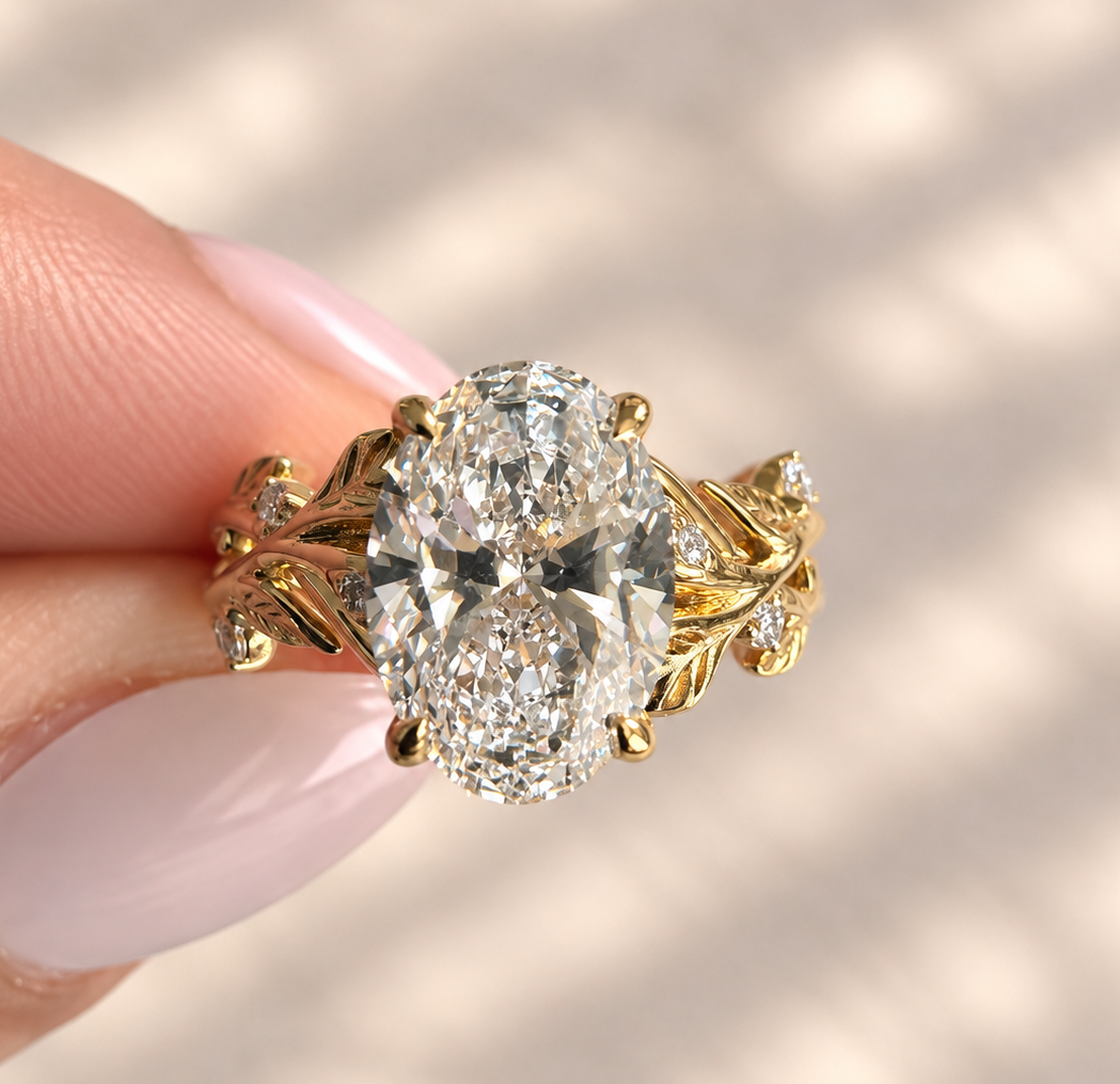 2.11 Carat Oval Cut Nature Inspired Diamond Ring